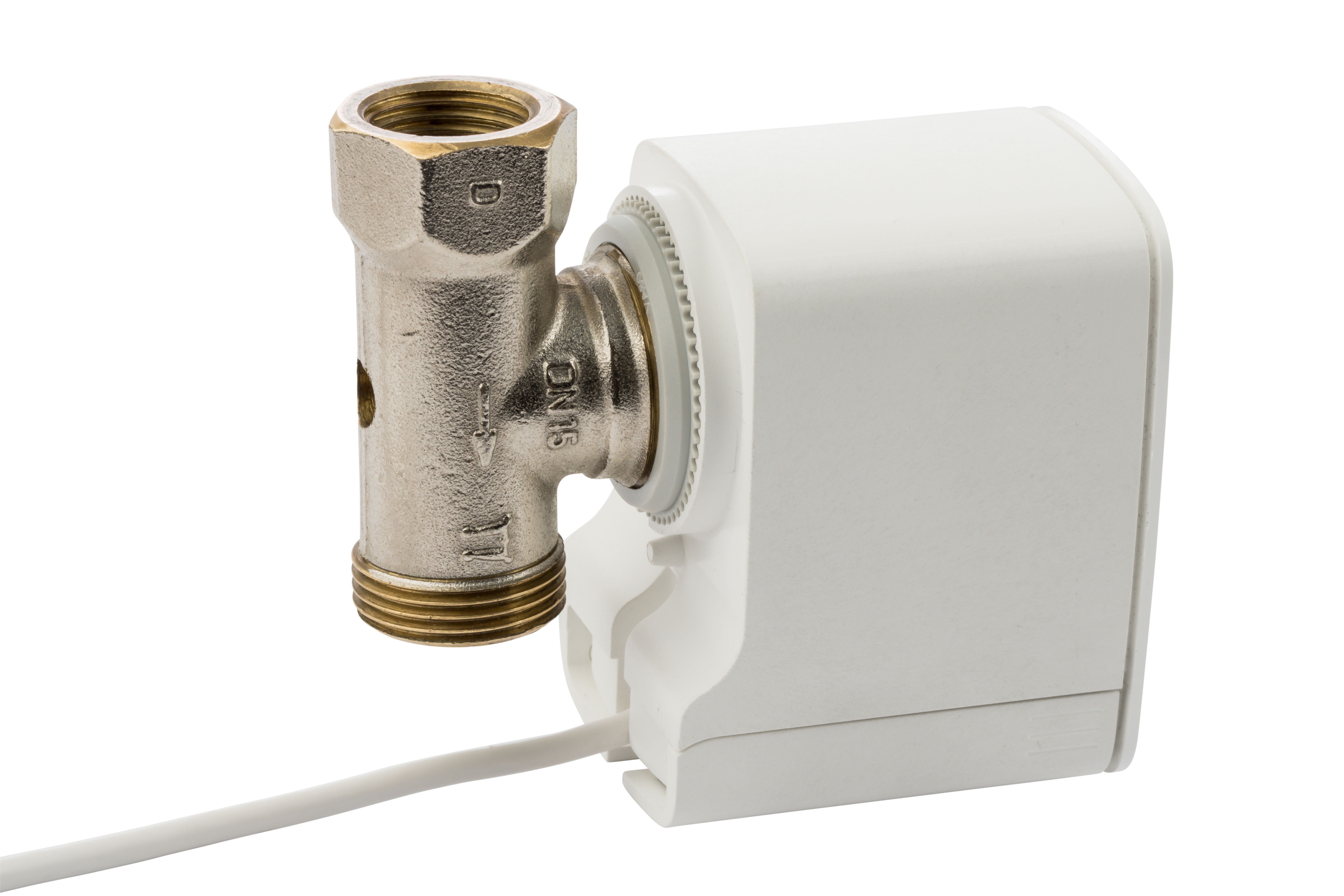 Heizkörperventil mit VA80 Adapter und angeschlossenem Cheops-Stellantrieb