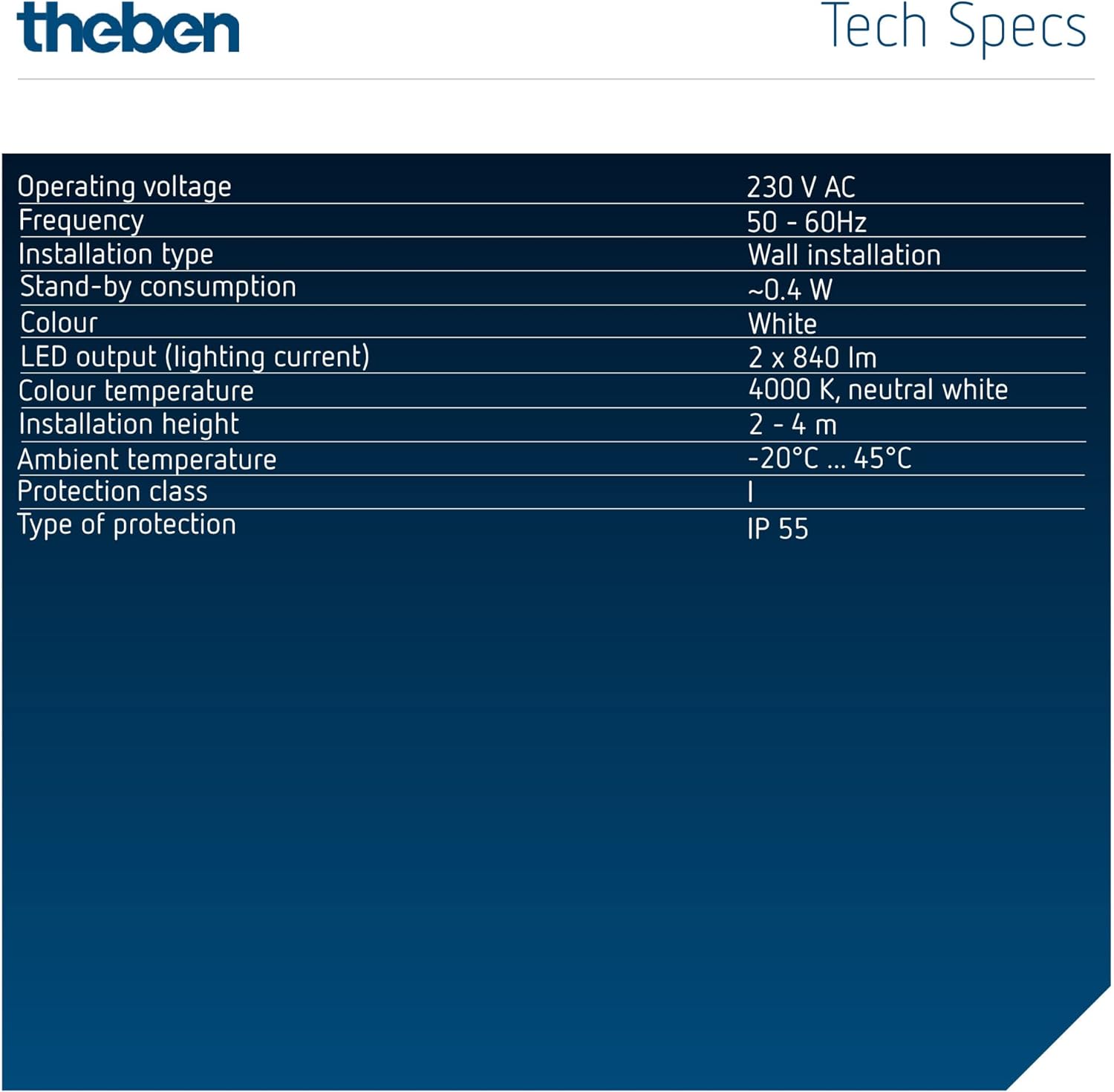 LED-Strahler theLeda S20L WH Datenblatt